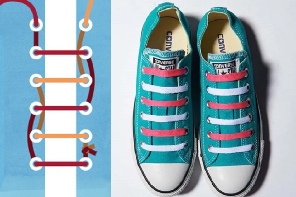 Sự đan xen giữa 2 màu dây giày làm đôi sneaker trở nên nổi bật hơn 