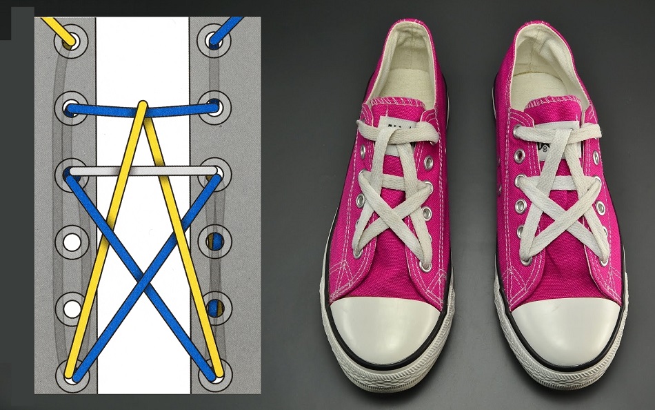 Các bước buộc dây giày thể thao 5 lỗ tạo hình ngôi sao cực kỳ thú vị