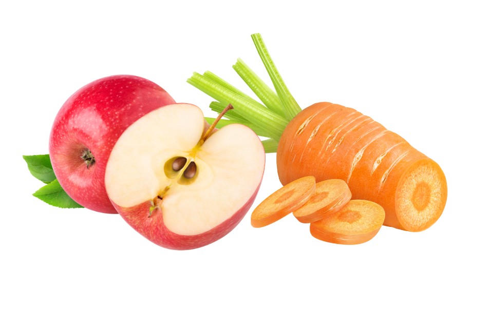 Táo và cà rốt chứa nhiều chất xơ tốt cho người đang muốn giảm cân 